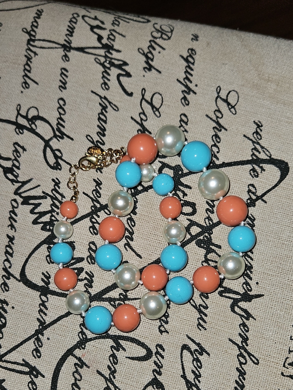 Nolan Miller Multi-Strand Coral, Turquoise & Pearl Statement Necklace